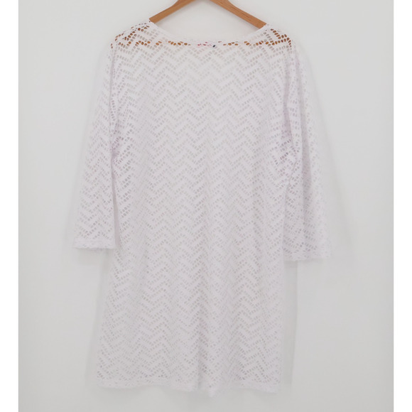 White Eyelet Swim Cover Womens Sheer Resort Beach Vacation Cruise Pool One Size - Picture 3 of 7